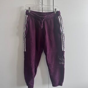 adidas Purple Jogger Sweatpants with White 3-Stripes